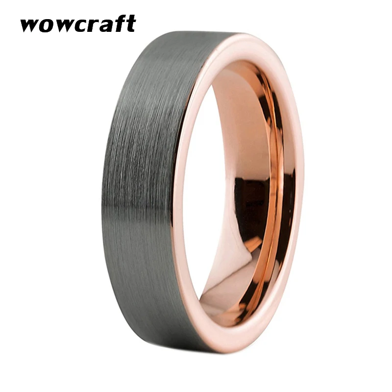 

Tungsten Carbide Ring 8mm Rose Gold Wedding Band For Women Men Pip Cut Silver Matte Surface Comfort Fit