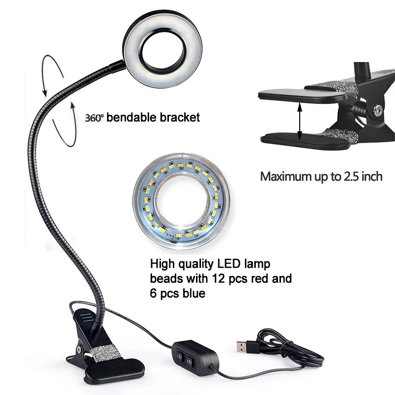 MIFXIN 5 Вт 10 Вт Светодиодный светильник с 360 градусами гибкий держатель лампы клип светодиодный свет роста растений для комнатных или настольных растений