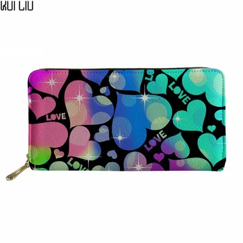 

Customized Female Purse Pu Leather Long Organizer Wallet for Girl Coin Purses&Wallets Peach Heart Slim Money Wallet for Cards