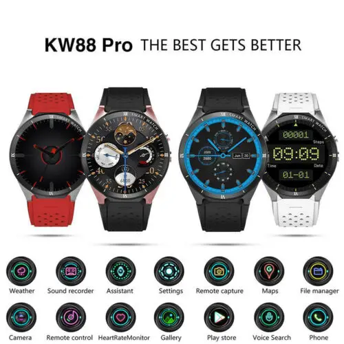 Unisex Hot Smart Watch Android 7.0 16GB Bluetooth Heart Rate WIFI GPS SIM Cool Fashion Smart Watches