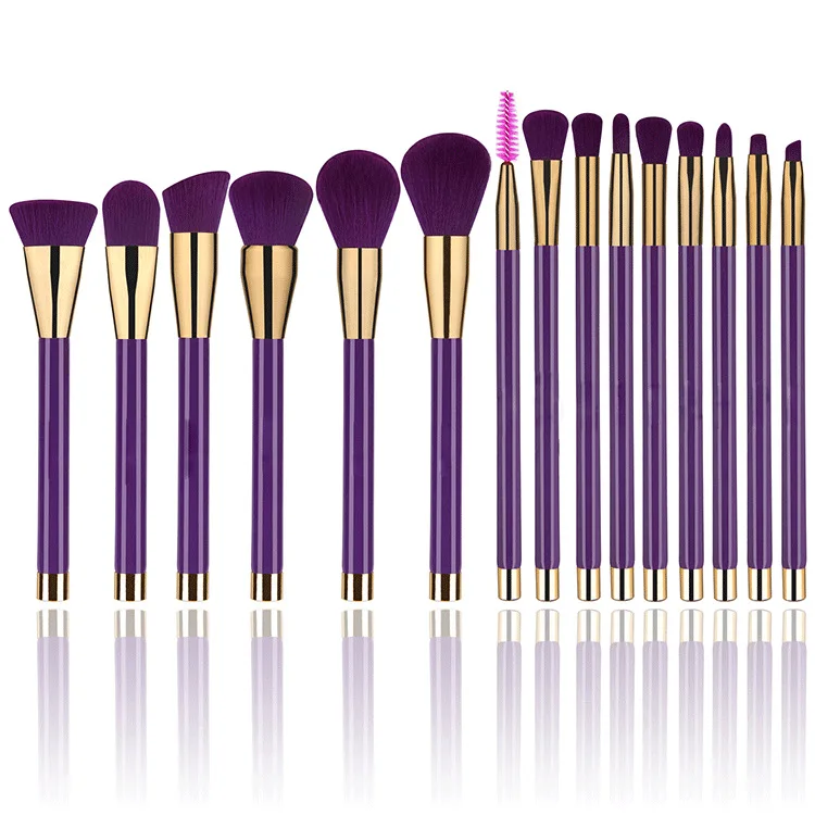 

BESTGORILLA 15pcs Makeup Brushes Deep Purple Hot Long Handle Brush Full Set of Beauty Tools Makeup Brush Set Blending Brush