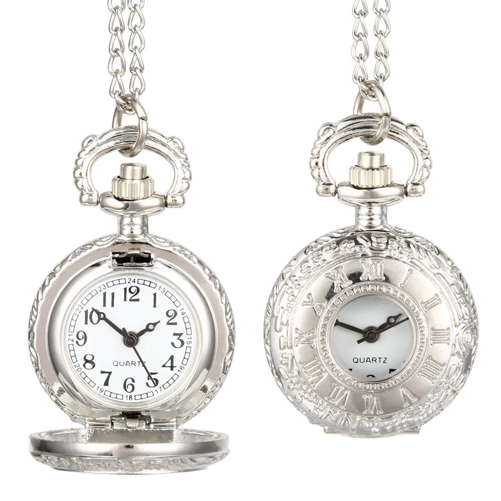 

Newly Fashion Vintage Pocket Watch Alloy Roman Number Dual Time Display Clock Necklace Chain Watches Birthday Gifts VK-ING