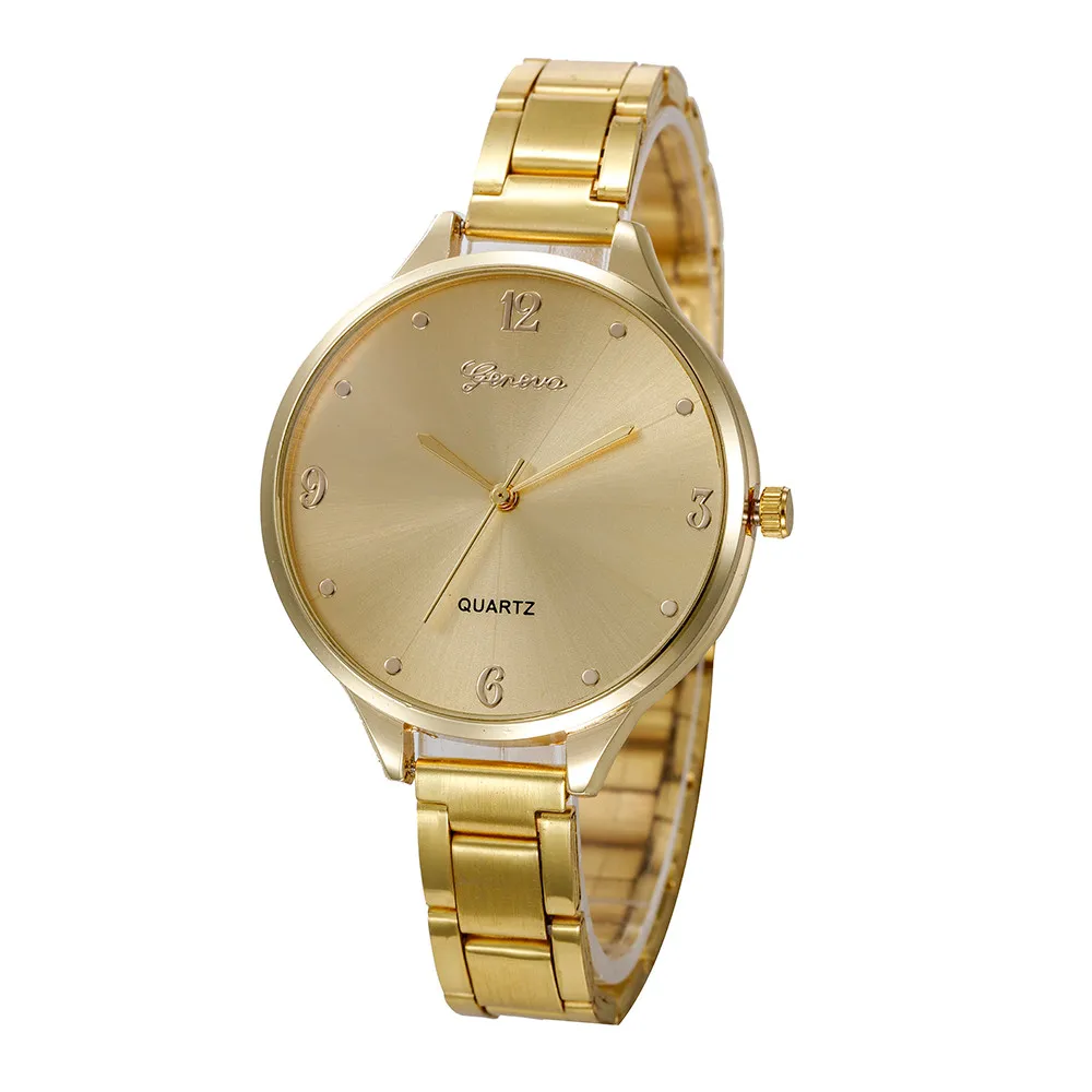 Horloge Dames Модные женские наручные часы Geneva с римскими цифрами, роскошные и минималистичные модные женские часы@ 50 - Цвет: Gold