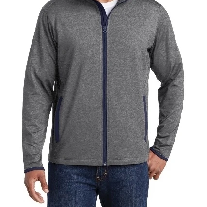 Sport-Tek ST853 Sport Wick Stretch Contrast Full Zip Jacket Charcoal Grey Heather & True Navy - 2XL (1)