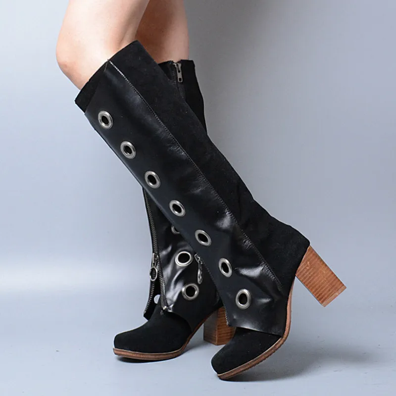 Combat Gothique Martin Vache Talons Bottes black In Punk Plush Peau Cuir Militaire En Moto Femmes De Perfetto Hauts Crâne Prova Black Véritable À Y6gbyf7