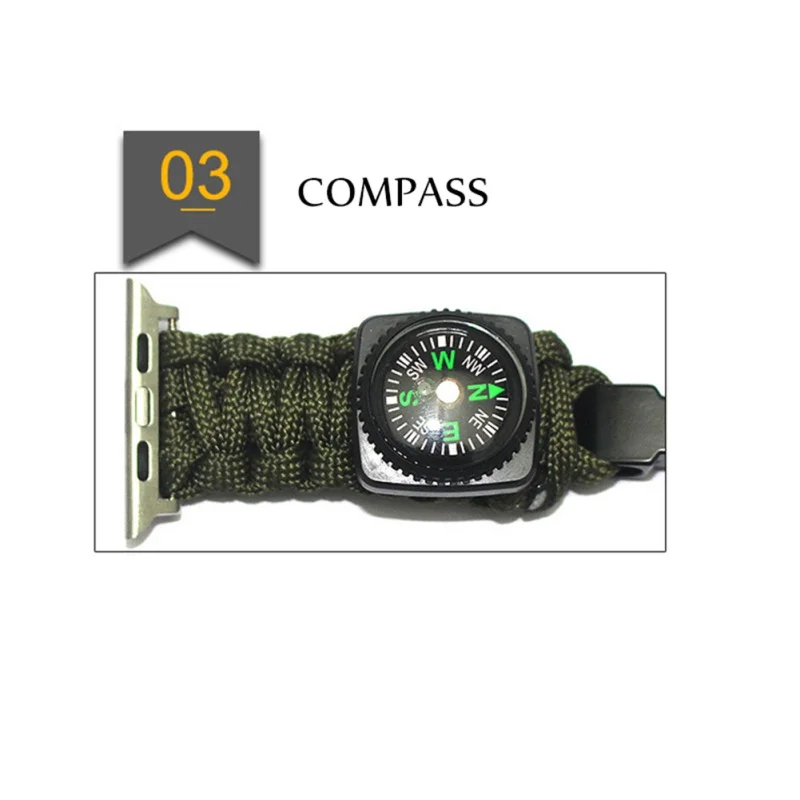 Outdoor Survival keep Safety Compass Mini Tool Bracelet Multifunctional Compass Thermometer Adjustable connector Belt H2