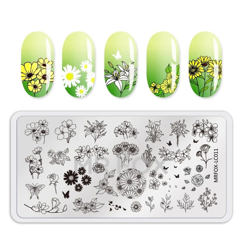 

1PC/Nail Art Stamping Plates Rectangle 12*6cm Summer Fruit Flower Rabbit Cute Cartoon Image Manicure Nail Plate Template