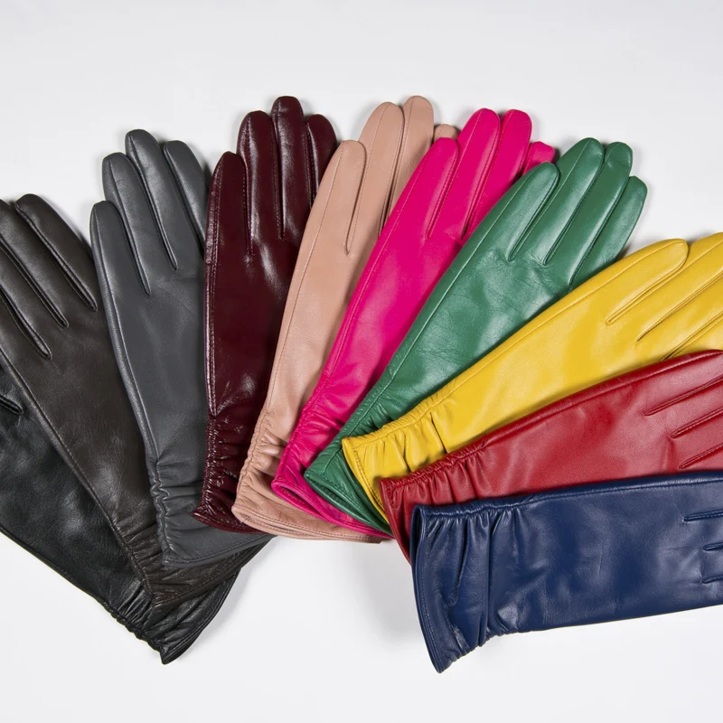 Женские теплые кожаные перчатки Gours, синий перчатки из натуральной козьей кожи, GSL005, зима