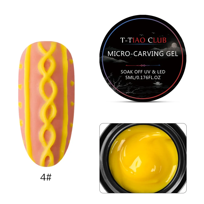 W4559 T-TIAO CLUB 3D тиснение резьба Живопись ногтей гель паста лак для ногтей замочить УФ Гель-лак для ногтей лак Esmalte дизайн ногтей Decarations - Цвет: W4559