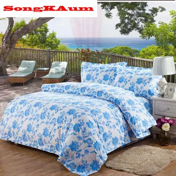 

2018 Pastoral Princess Bedding Set Luxury Printing Duvet Cover Bed Skirt Bedspread Bedclothes Cotton Full Queen King 4pcs