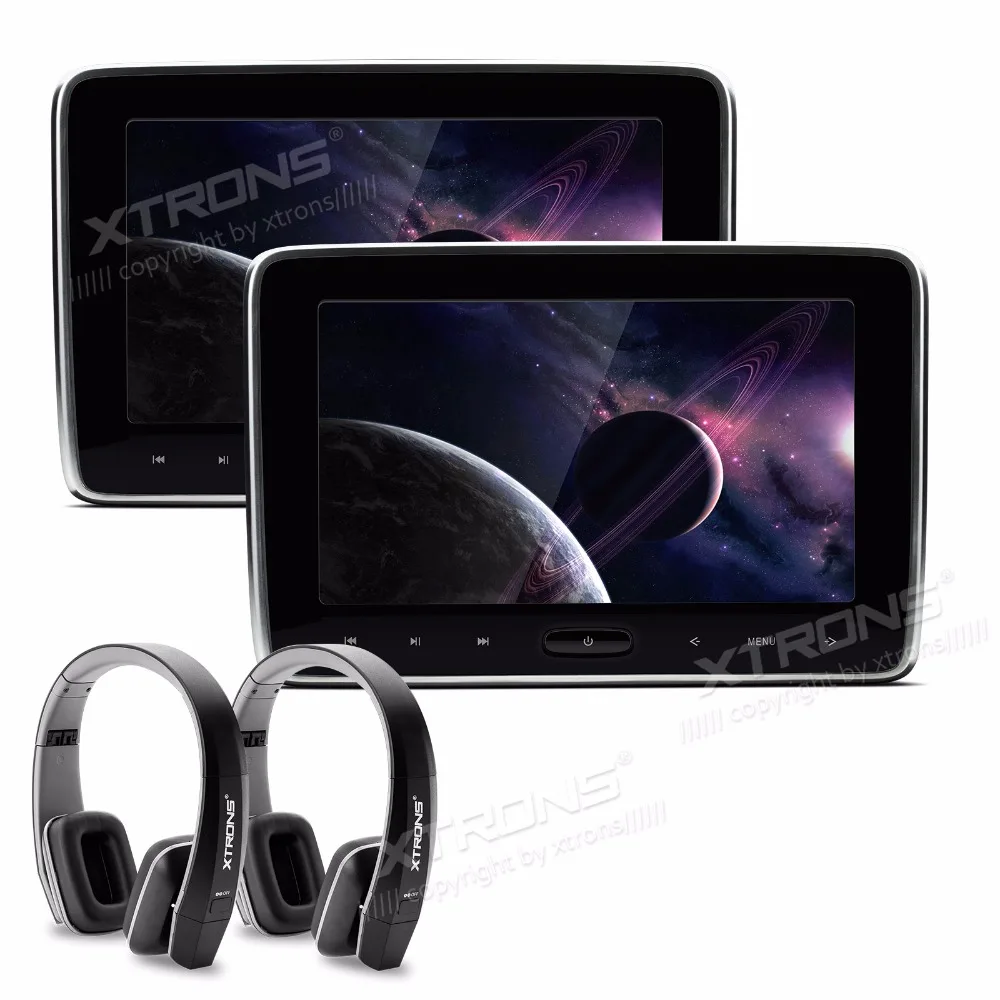 XTRONS 2 шт. 10,1 ''HD 1024*600 мониторы подголовник автомобиля dvd-плеер HD цифровой TFT экран Сенсорная панель HDMI порт+ 2 ИК наушники