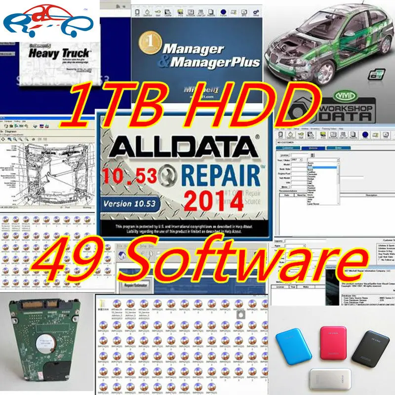 Авто Ремонт Программное обеспечение Alldata 10,53+ по Mitchell+ система управления Mitchell manager Программное обеспечение 49 в 1 ТБ HDD программное обеспечение для ремонта alldata
