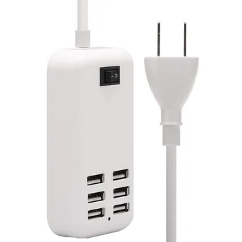

6 Ports USB Hub Desktop EU/US Plug Wall Charger AC Power Adapter Slots Charging Extension Socket Outlet With Cable
