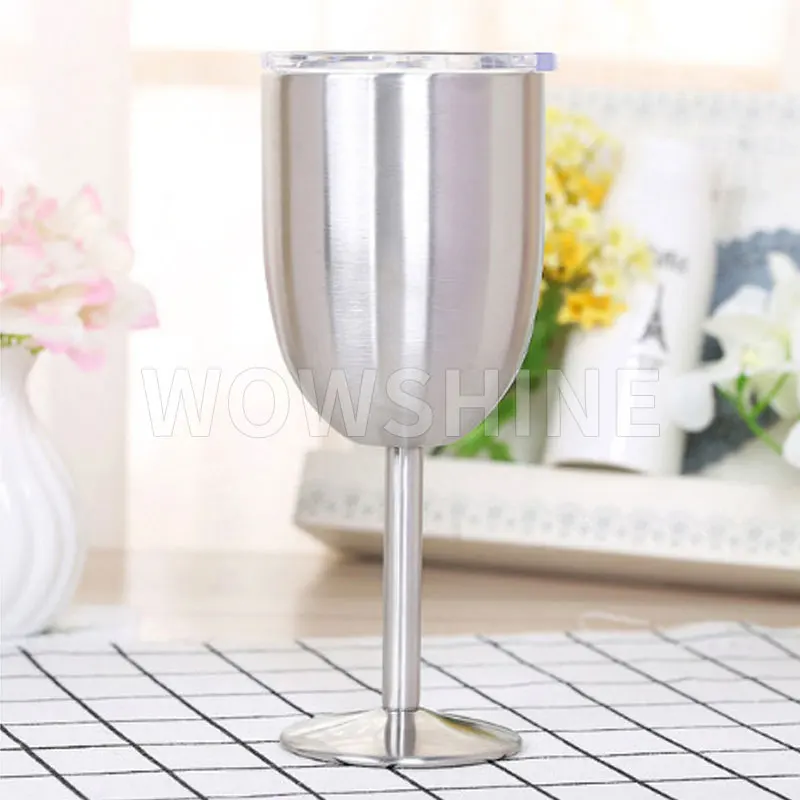 

Wowshine Free shippinh Stainless Steel wine glasses 1pc 10oz vacuum double layer cocktail glass wine cooler adorable colors