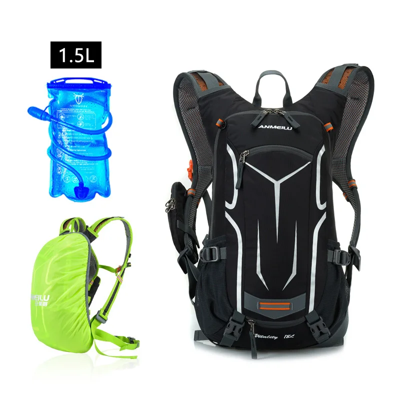 ANMEILU 18L велосипедный рюкзак для мужчин и женщин, рюкзак для альпинизма, спортивная сумка На открытом воздухе, водонепроницаемый походный рюкзак с дождевиком - Цвет: Gray-1.5L