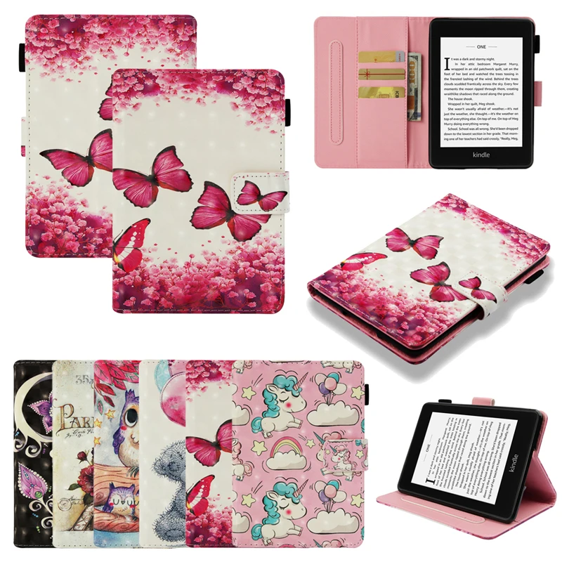 

Funda For Amazon Kindle Paperwhite 1 2 3 4 Fashion 3D Print Pattern Leather Flip Wallet Magnetic Cases Cover Coque Shell Stand