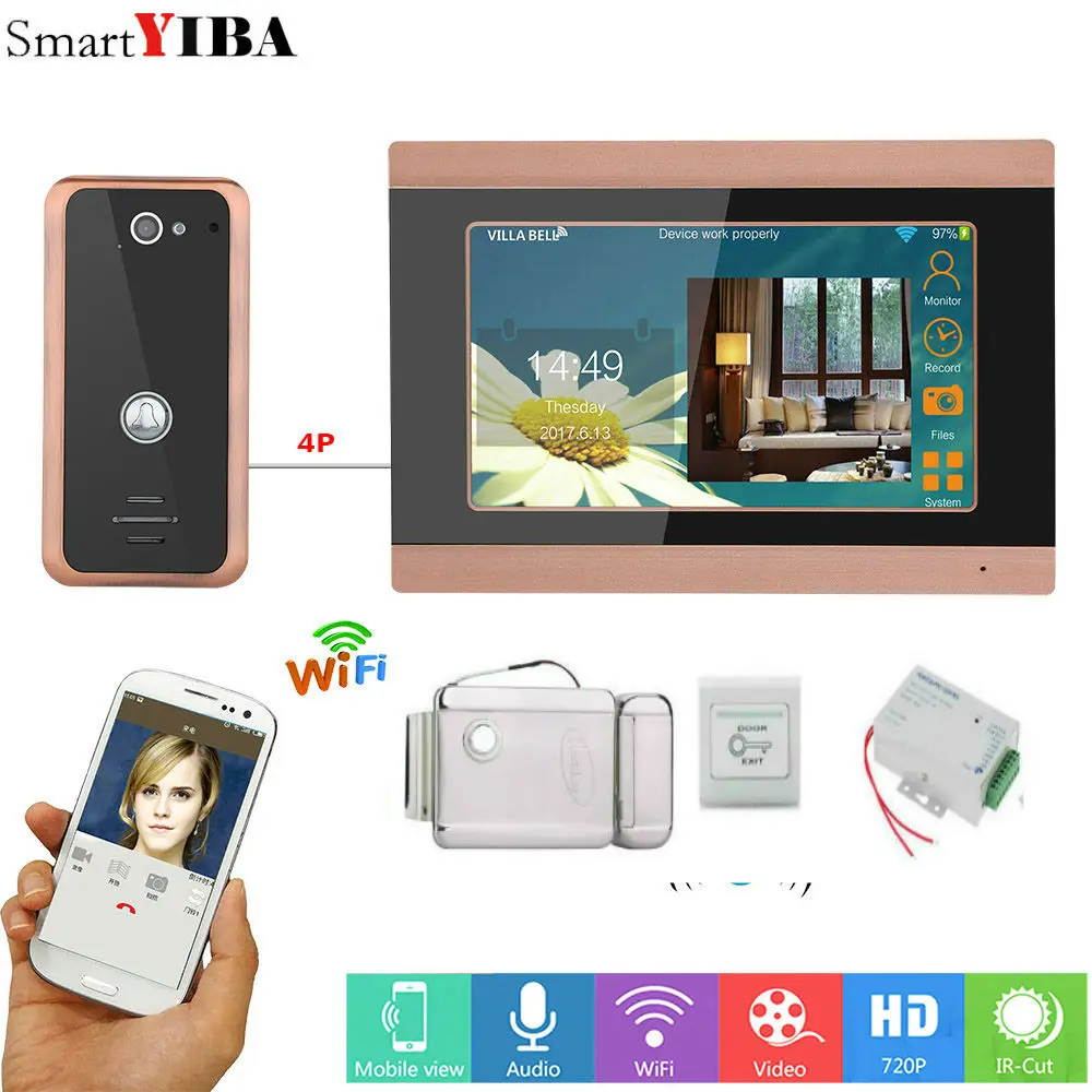 SmartYIBA 7inch Wired Wifi Video Door Phone Doorbell Intercom Entry System with Support Remote Door Lock Power Supply SmartYIBA 7inch Wired Wifi Video Door Phone Doorbell Intercom Entry System with Support Remote Door Lock Power Supply