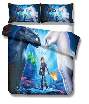 

Musolei How To Train Your Dragon 3D Bedding Set Queen Size Duvet Cover set comforter cover set bedclothes Home room Textiles