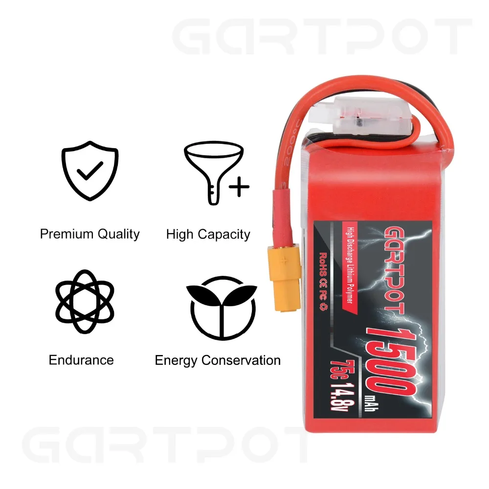 2 единицы GARTPOT 4S lipo батарея fpv 1500mAh 14,8 V Lipo батарея дроны аккумуляторная батарея 75C с XT60 для FPV вертолета