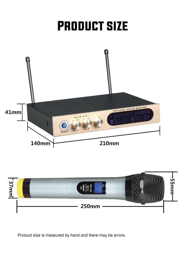 Профессиональный VHF Регулируемый бас эхо беспроводной микрофон для