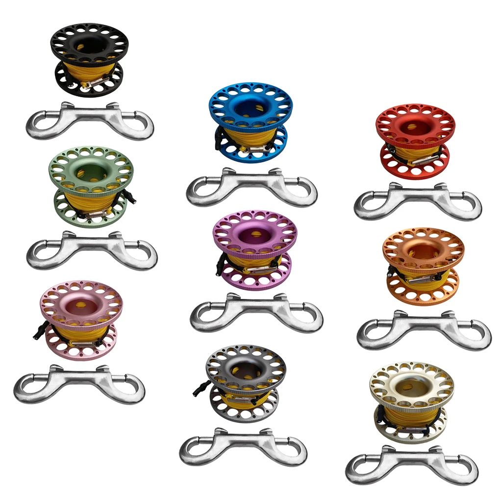 

Premium Scuba Diving Finger Spool with Double Ended Snap Bolt 50Ft Yellow Line Tools Set Scuba Diving Reels
