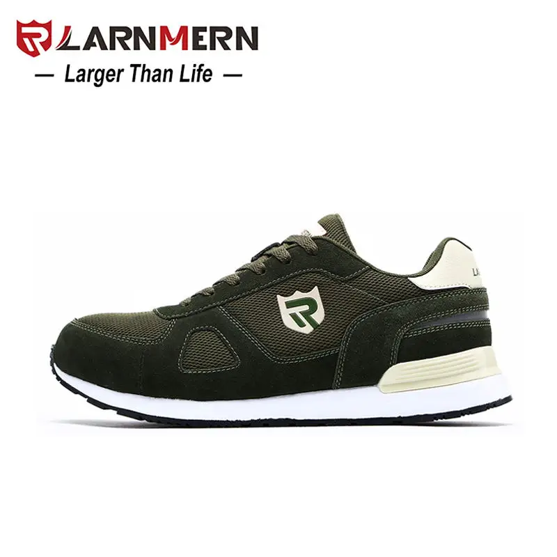 L6096-GREEN LARNMERN Для мужчин s Сталь Носок, рабочая безопасная обувь для Для мужчин легкий дышащий материал анти-разбив Нескользящие Светоотражающие защитная обувь - Цвет: L6096-GREEN