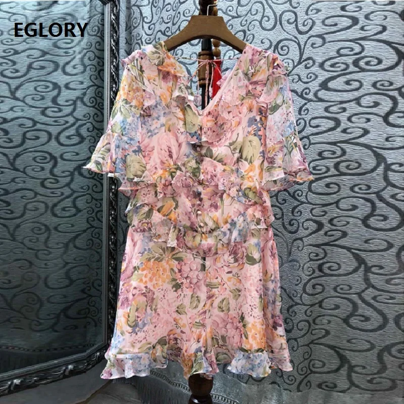 

High Quality Jumpsuits & Rompers 2019 Summer Fashion Short Jumpsuit Ladies V-Neck Tunic Button Flower Print Casual Sexy Playsuit