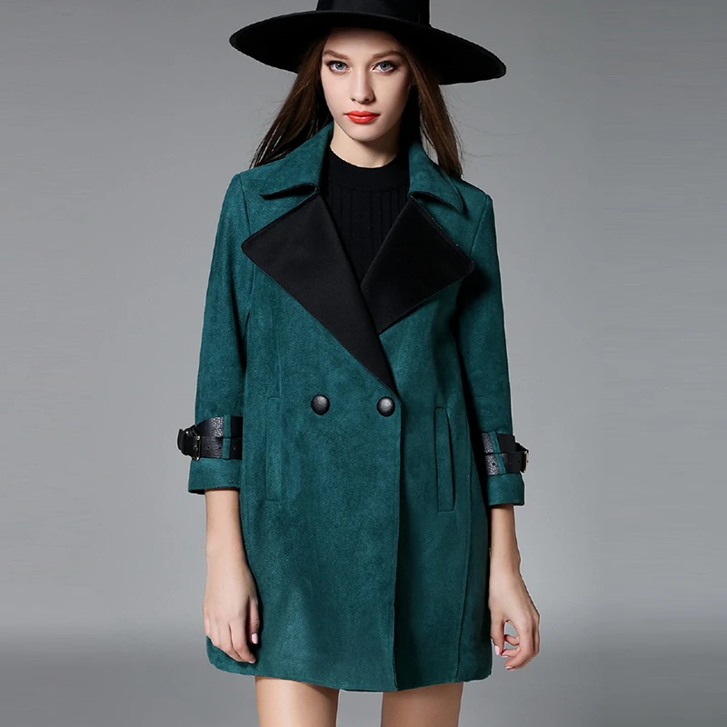 Nueva Moda Elegante Otoño Abrigos Largos Suede Trench 2017 Mujeres Pure Color Breve Abrigo Doble de Delgada Cazadora|suede trench coat|suede trenchfashion trench coat - AliExpress