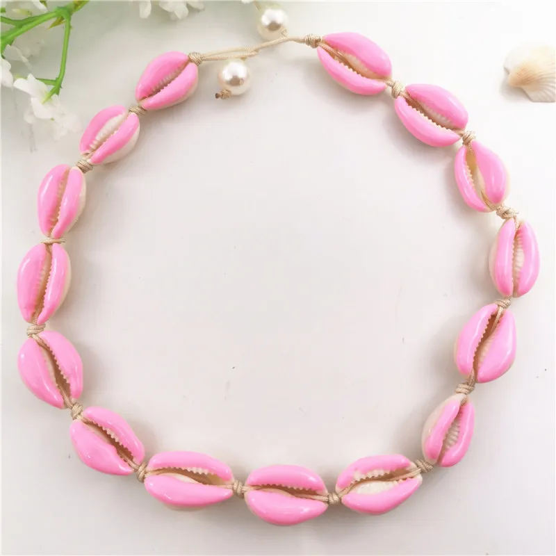 

Fashion Colorful Cowrie Shell Choker Necklace for Women Imitation Pearls Bead Necklace Statement Collier Gold Color Jewelry