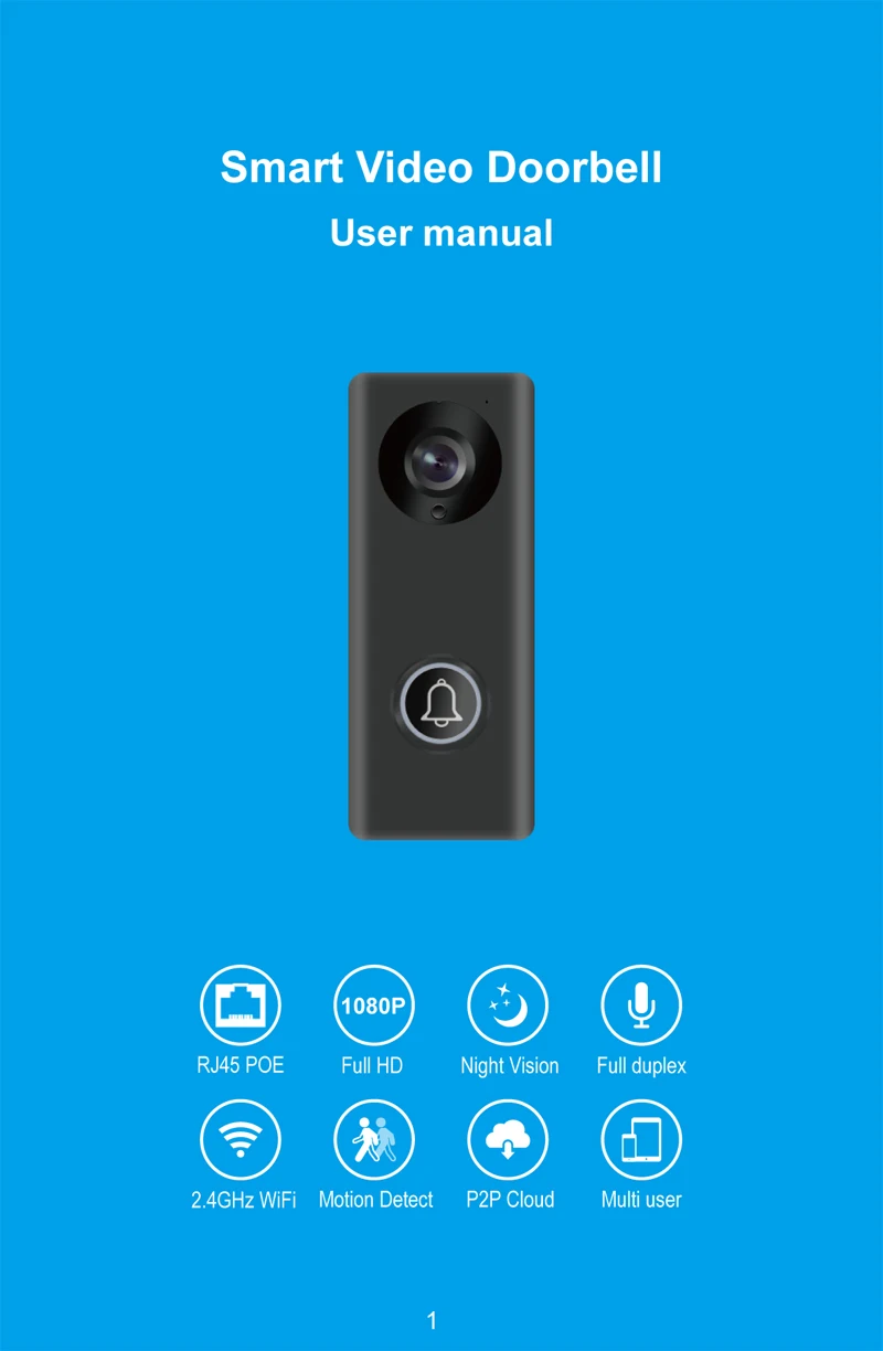 1080P Wireless WiFi Video Doorbell Door Phone Intercom Camera PIR Motion Detection Alarm Remote unlock