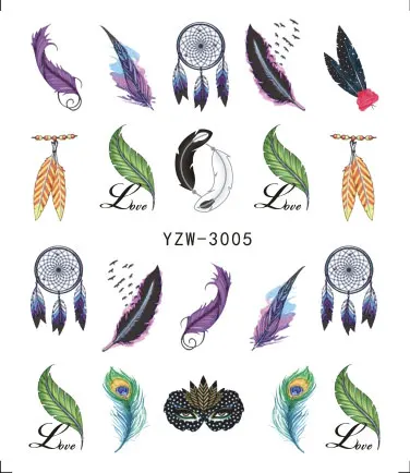 1 шт наклейки для ногтей водные наклейки бабочки Цветочные животные черно-белые геометрические Слайдеры для маникюра украшения для ногтей - Цвет: YZW-3005