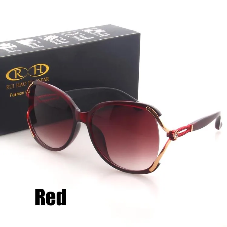 Большие оправы Модные солнцезащитные очки Женские повседневные солнцезащитные очки RUI HAO очки Брендовые женские солнцезащитные очки для вождения анти линзы UV - Цвет линз: Red