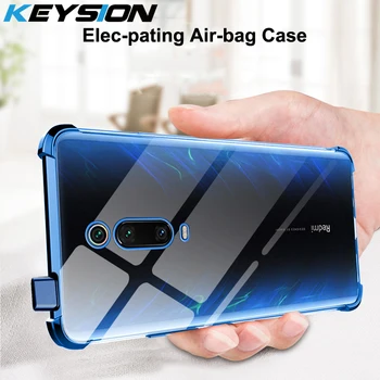 

KEYSION Shockproof Case for Xiaomi Mi 9T 9T Pro A3 CC9e plating Air-bag Anti-knock Clear Cover for Redmi Note 7 8 7s K30 K20 pro