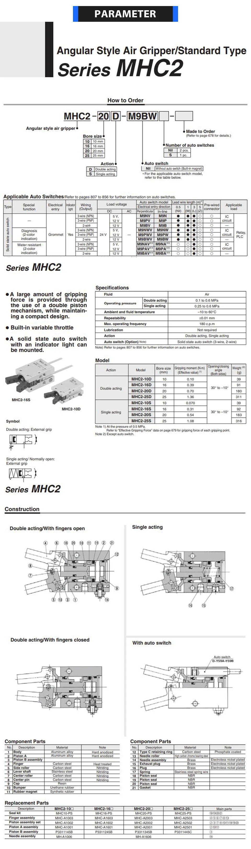 MHC2 MHC2-32D MHC2-32D2 MHC2-32S MHC2-32S2 MHC2-32C MHC2-32C2 SMC Тип пневматические цилиндр угловой Стиль воздуха вышлите ваш заказ прямо к этому поставщику/Стандартный