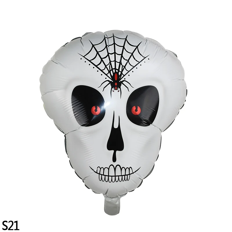 S21 skull Воздушный шар на Хэллоуин призрак тыква украшения паук летучая мышь ведьма Череп Черный Фольга Воздушный шар Globos для Хэллоуина вечерние украшения - Цвет: S21 skull