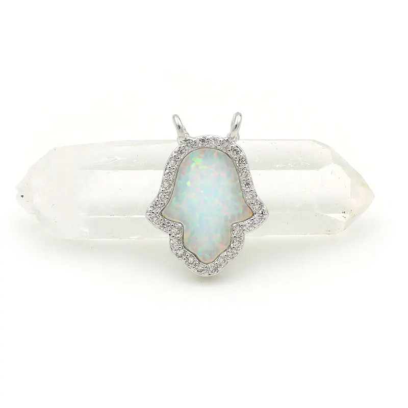 Silver 15*12*2 мм Micro Pave Clear CZ белый опал склеенный ручной Шарм двойного кольца подходит для изготовления ожерелья ювелирные изделия - Окраска металла: Silver
