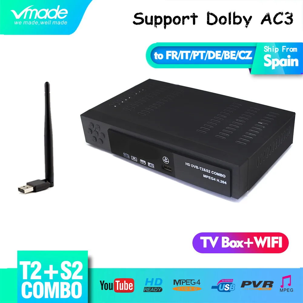 Vmade новейший телеприставка полностью HD цифровой DVB T2 S2 наземный спутниковый ТВ