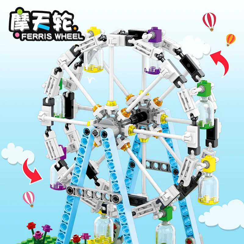 

447pcs Building Blocks Toy Compatible With Legoingly City Series Playground Ferris Wheel Figures Bricks Birthday Gifts for K