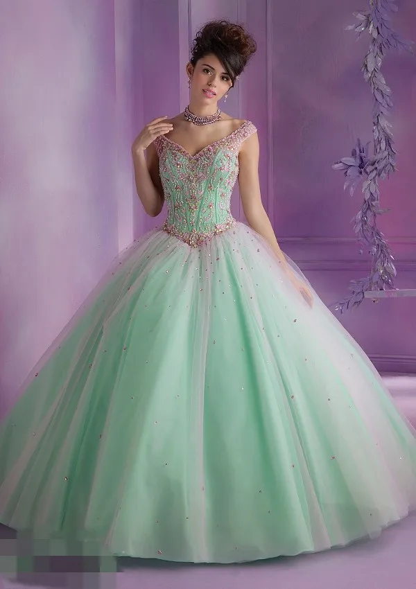 Mint green and pink quinceanera Clearance