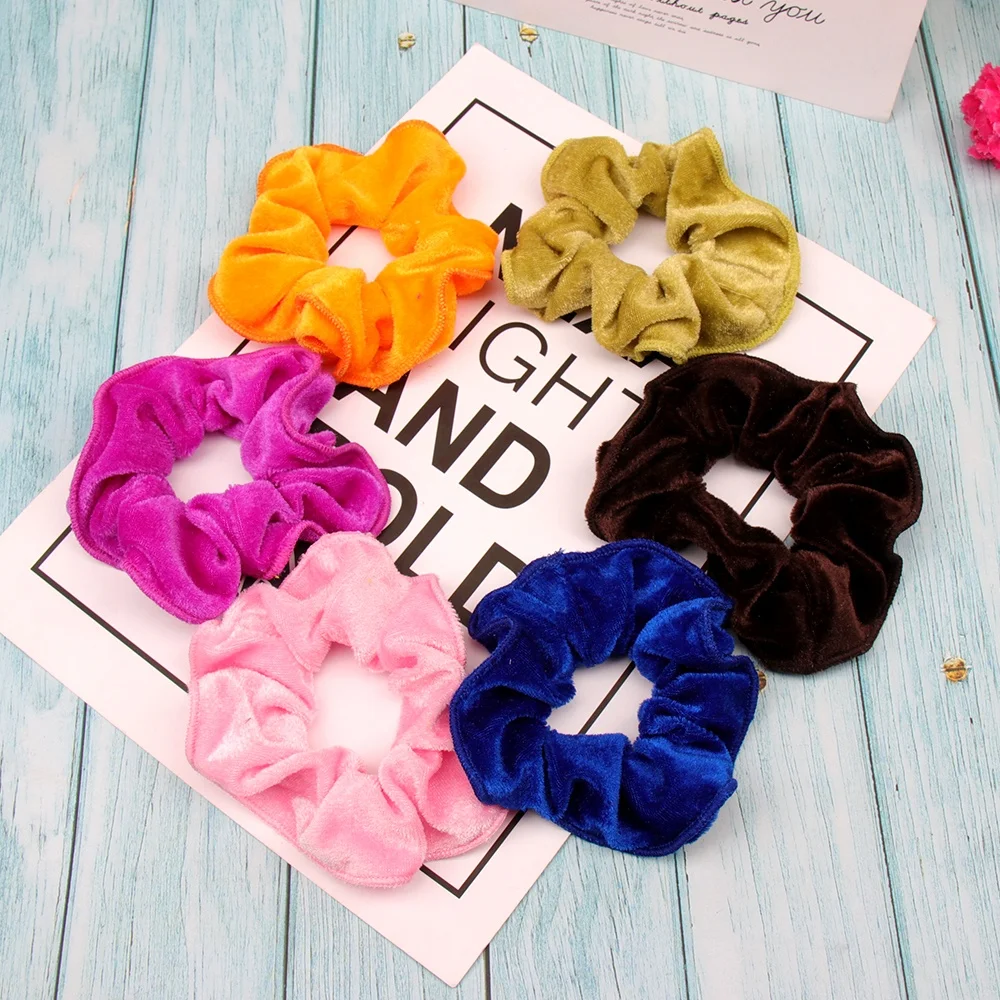 

Xugar Hair Accessories Velvet Hair Scrunchies Women Solid Color Ponytail Holder Girls Elastic Hair Rope Gum For Hair