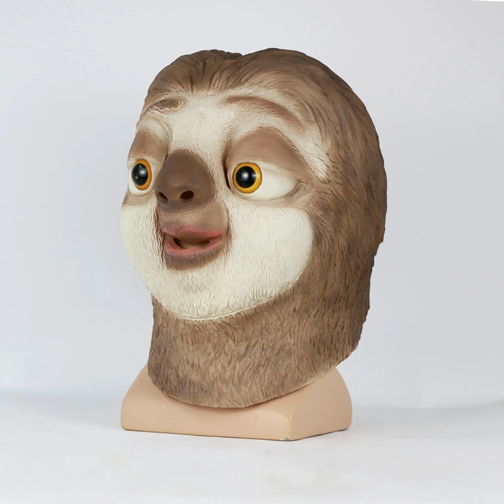 Latex Sloth Mask Zootopia Flash Sloth Mask Complete Latex Animal Head Mask Halloween Party Cosplay Prop Accessories Toys (3)