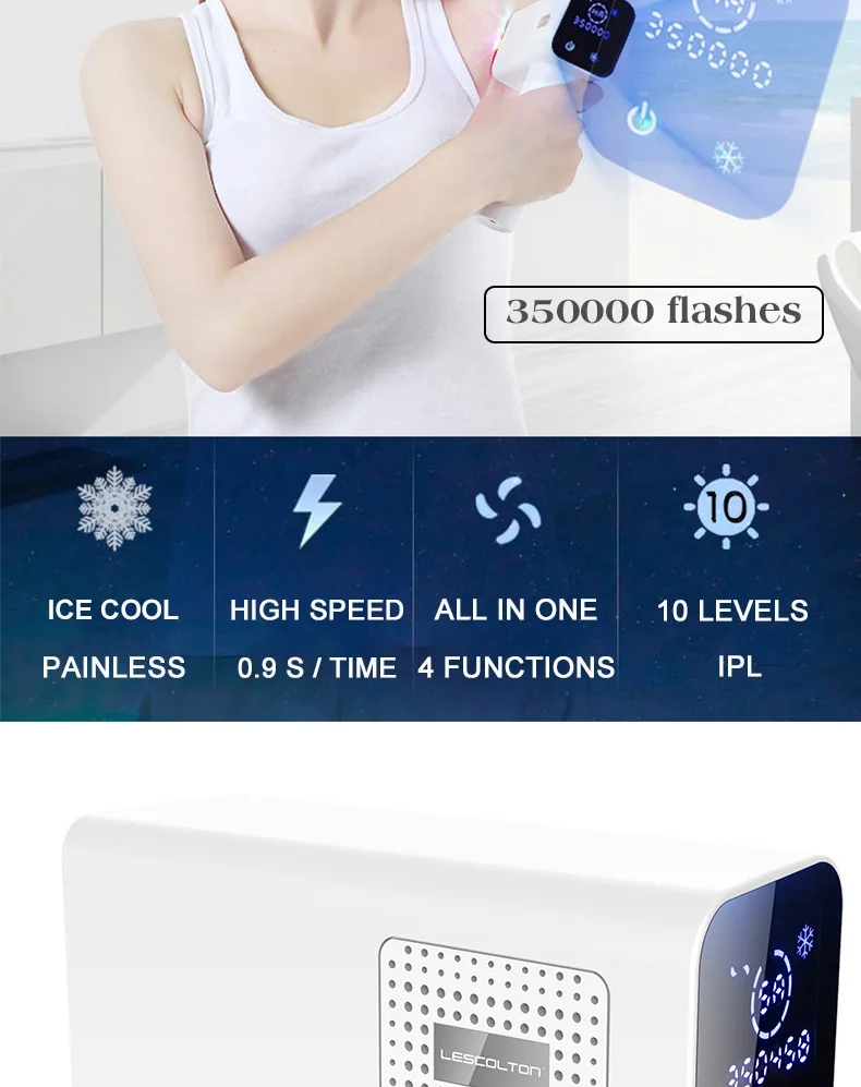 Depilação a Laser Emissoras de Luz Remoção do Cabelo a Laser Unissex para Homem e Mulher Lescolton Depilador Permanente Duas Áreas Disponíveis Ipl 6 do cabelo a laser unissex para homem e mulher
