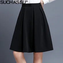 Такие как SU весна лето длиной до колена плиссированная юбка женская одежда модная черная сексуальная трикотажная юбка Размер S-3XL Женская юбка