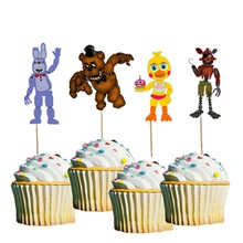 24 шт. Five Nights At Freddy'S Freddy Bonnie Foxy Chica Candy Bar Cupcake Topper Picks Baby Kids день рождения поставка украшений для вечеринок