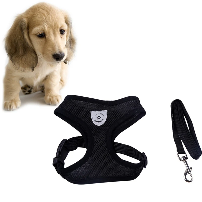 

Hot Medium and large dog harness vest Reflective tape yarn Breathable and comfortable mesh pet dog leash big dog harness Collars