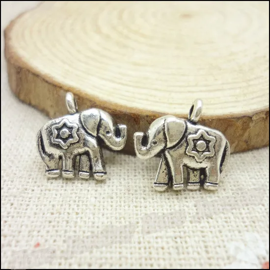50pcs Vintage Charms Elephants Pendant Antique silver Fit Bracelets