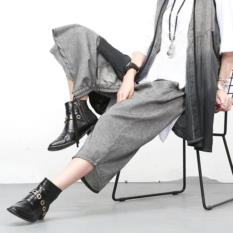 #0615 Summer Drawstring Asymmetrical Wide Leg Pants Women Loose Cotton Linen Retro Ladies Trousers Joggers Calf-length #0615 Summer Drawstring Asymmetrical Wide Leg Pants Women Loose Cotton Linen Retro Ladies Trousers Joggers Calf-length