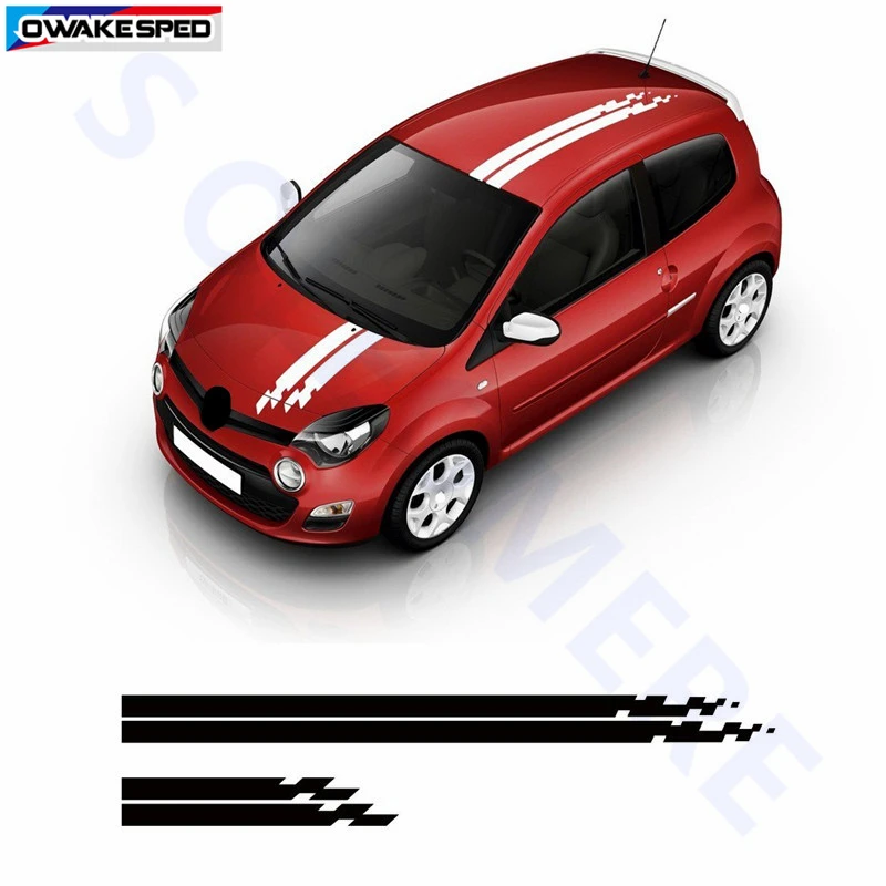 

Racing Sport Styling Stripes Car Hood Tail Decor Sticker Auto Body Customized Decal For Renault Twingo Clio