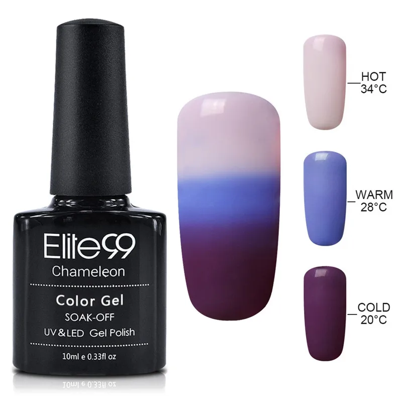  Elite99 10ml Temperature Color Change Nail Gel Varnish Soak Off Changing Color Nail Polish Thermal 