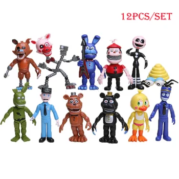 

Good 12Pcs/Set FNAF Bonnie Foxy Chica Freddy Fazbear PVC Action Figures Five Nights At Freddy's Toys Doll Brinqudoes